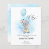 Oh Boy Elephant Waterverf Blue Baby shower (Voorkant / Achterkant)