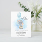 Oh Boy Elephant Waterverf Blue Baby shower (Staand voorkant)