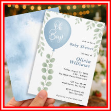 Oh Boy Eucalyptus Baby Shower Blue Balloon  