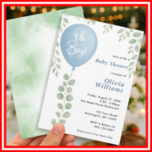 Oh Boy Eucalyptus Greenery Baby Shower Balloon  