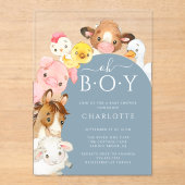 Oh Boy Farm Animaux Douche Invitation (Recto)