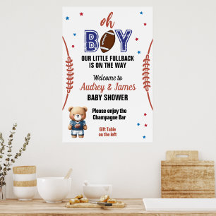 Oh Boy Football Theme Baby shower Poster
