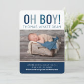 Oh Boy Foto Birth Announement Aankondiging (Staand voorkant)