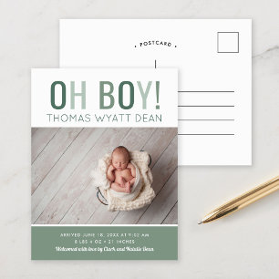 Oh Boy Foto Birth Announement Aankondigingskaart