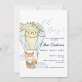 Oh Boy Fox Hot Air Balloon Baby shower Invitation (Devant)