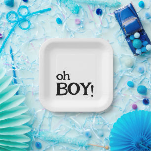 Oh Boy Fun Minimalistische Baby Shower Papieren Bordje