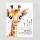 Oh Boy Giraffe Baby shower Budget Uitnodiging (Voorkant)