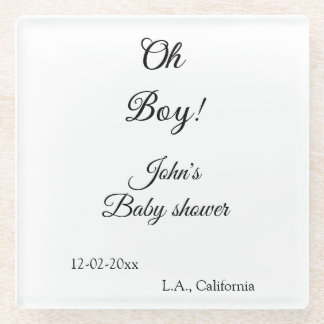 Oh Boy Girl baby shower Naam toevoegen Datum Jaar  Glazen Onderzetter