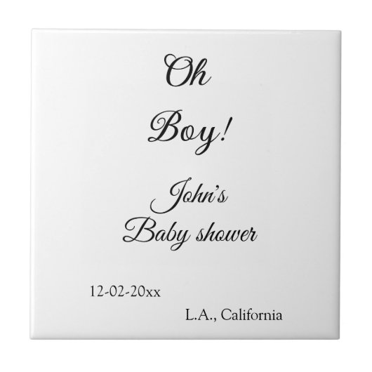 Oh Boy Girl baby shower Naam toevoegen Datum Jaar Tegeltje (Voorkant)