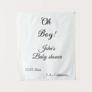 Oh Boy Girl baby shower Naam toevoegen Datum Jaar Wandkleed