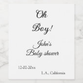 Oh Boy Girl baby shower Naam toevoegen Datum Jaar Wijn Etiket (Enkel label)