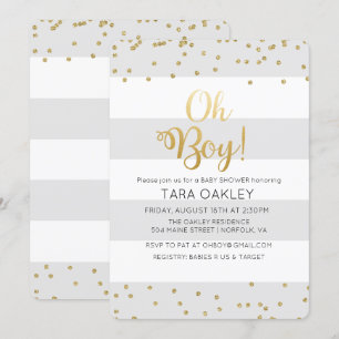 Oh Boy Glitter Confetti Baby shower Uitnodiging