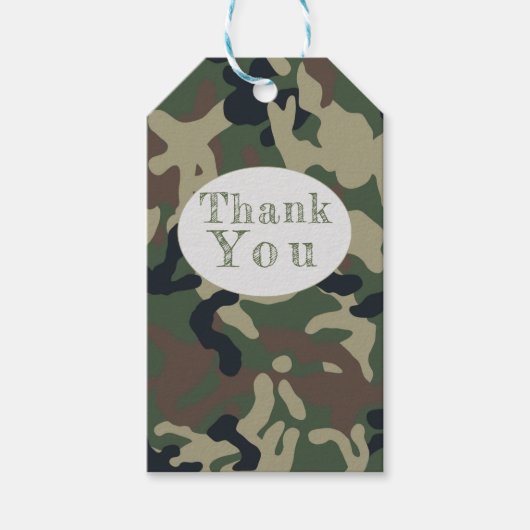 Oh Boy Green Camo Baby shower Dank je Cadeaulabel (Voorkant)