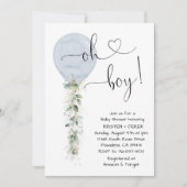Oh Boy Greenery Balonon Baby shower, Dusty Blue Kaart (Voorkant)