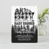 Oh Boy Grey Lumberjack Baby shower Invitation (Debout devant)