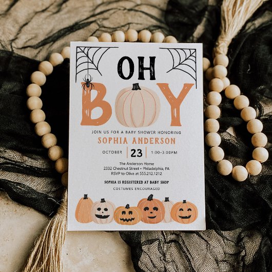 Oh Boy Halloween Baby shower Invitation