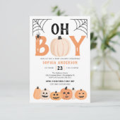Oh Boy Halloween Baby shower Invitation Kaart (Staand voorkant)