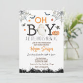 Oh Boy Halloween Baby shower Invitation Kaart (Staand voorkant)