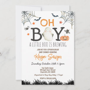 Oh Boy Halloween Baby shower Invitation Kaart
