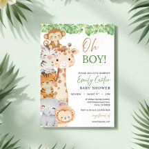 Oh Boy! Invitation de Baby Shower Safari