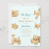 Oh Boy Jouets en bois Baby shower Invitation (Devant)