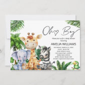 Oh Boy Jungle Safari Baby shower Green Invitation (Devant)
