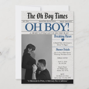 Oh Boy Kranten Baby Shower Uitnodiging