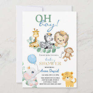 Oh Boy Leuke Safari oerwoud Dieren baby shower Kaart