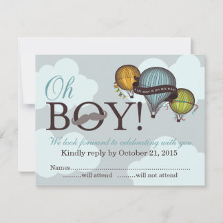 Oh Boy lil man hot-air ballon RSVP-kaart RSVP Kaartje