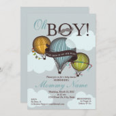 Oh Boy Lil Man Hot Air Balloon Uitnodiging (Voorkant / Achterkant)