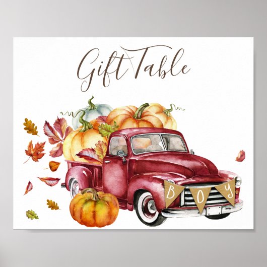 Oh Boy Little Pumpkin Herfst Baby shower Gift Tabl Poster (Voorkant)