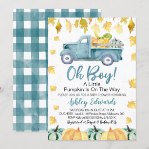 Oh Boy Little Pumpkin Truck Baby shower Kaart