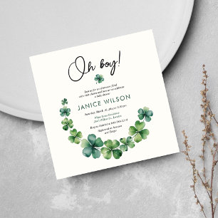 Oh Boy Lucky Charm Baby shower Kaart
