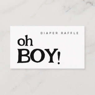 Oh Boy Luier Raffle Minimalistisch Baby shower Informatiekaartje