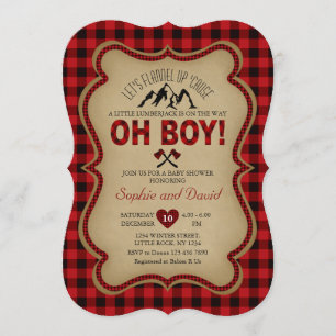 Oh Boy Lumberjack Red Buffalo Baby shower nodigt u Kaart