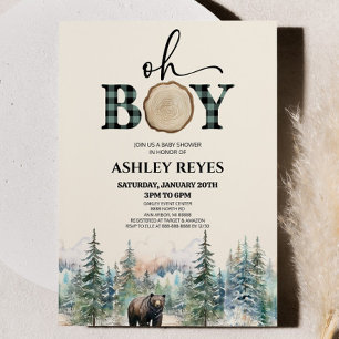 Oh Boy Lumberjack Woodland Forest Beer Baby shower Kaart