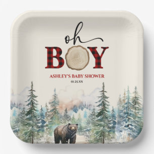 Oh Boy Lumberjack Woodland Forest Beer Baby shower Papieren Bordje