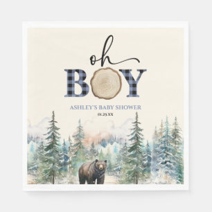 Oh Boy Lumberjack Woodland Forest Beer Baby shower Servet