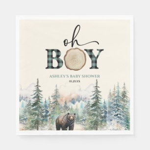Oh Boy Lumberjack Woodland Forest Beer Baby shower Servet