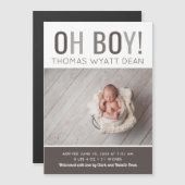 Oh Boy Magnetic Photo Birth Announement (Voorkant / Achterkant)