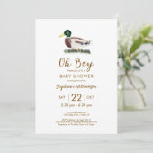 Oh Boy Mallard Duck Baby shower QR-code Kaart (Staand voorkant)