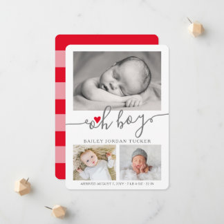 Oh Boy Manuscript met Kerstrood Hart Foto Aankondiging