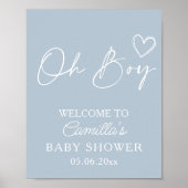 Oh Boy minimalistisch modern Baby shower Poster (Voorkant)