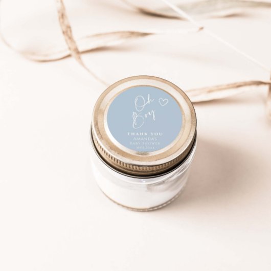 Oh Boy minimalistisch modern Baby shower Ronde Sticker