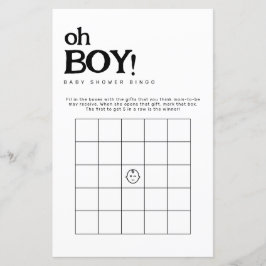 Oh Boy Minimalistische Bingo Baby shower Spel