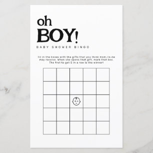 Oh Boy Minimalistische Bingo Baby shower Spel