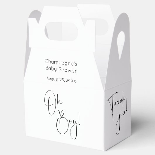 Oh Boy Modern Script Baby shower Bedankt Bedankdoosjes (Geopend)