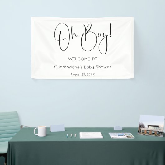 Oh Boy Modern Script Baby shower Spandoek (Beurs)