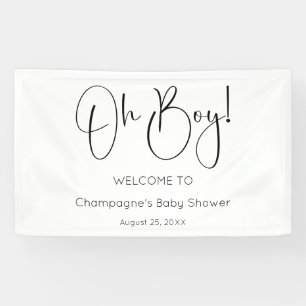 Oh Boy Modern Script Baby shower Spandoek