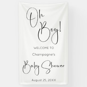Oh Boy Modern Script Baby shower Spandoek